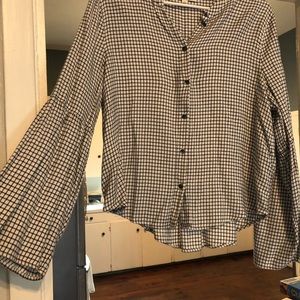 Checkered bell sleeve shirt